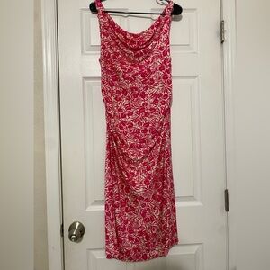 Diane Von Furstenberg Pink and White Floral Dress 100% Silk L Sleeveless